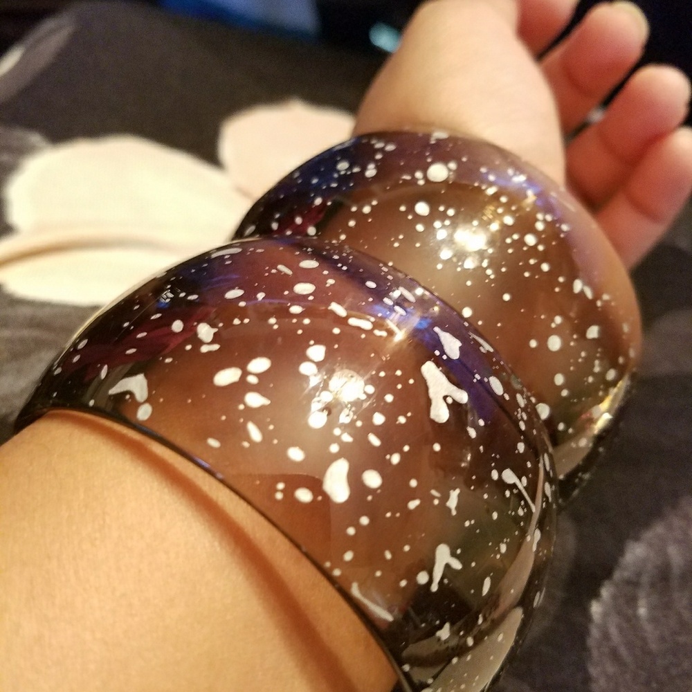 Set of 2 Gray Splatter Paint Bangles